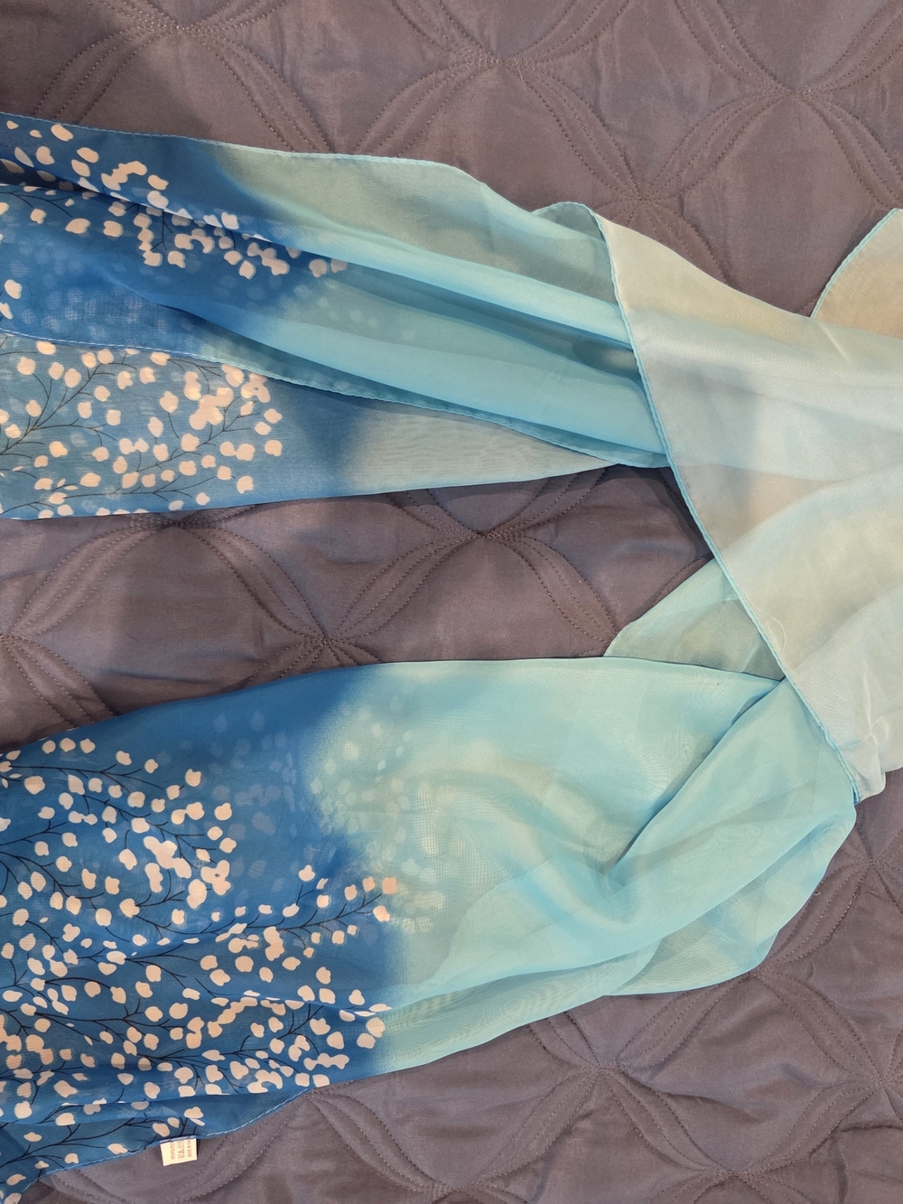 Lightweight Blue Ombre Floral Scarf